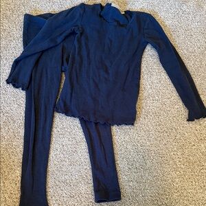 Weat KidsGirls Navy Ribbed Long Sleeve Top & Leggings Matching Set